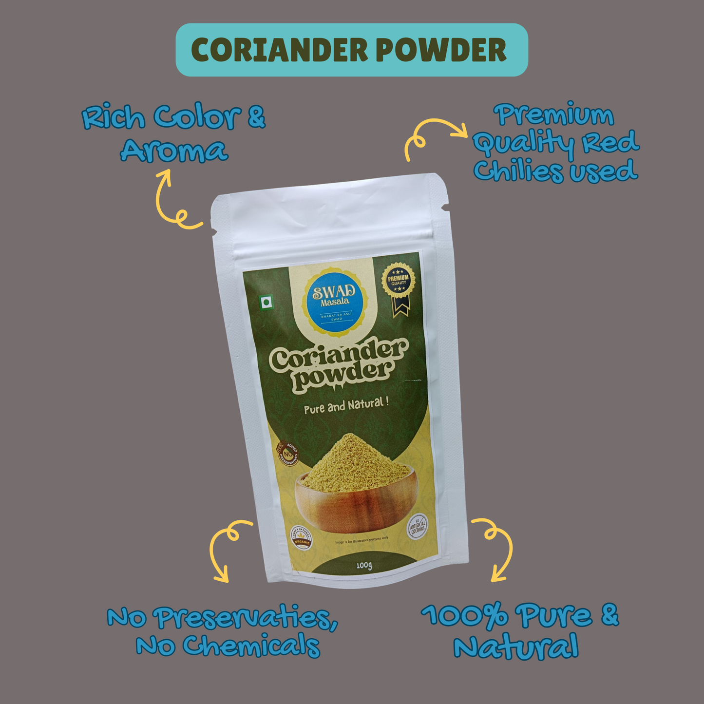 Spice Combo Pack – Red Chilli Powder, Turmeric Powder & Coriander Powder | Pure & Natural (100g Each)
