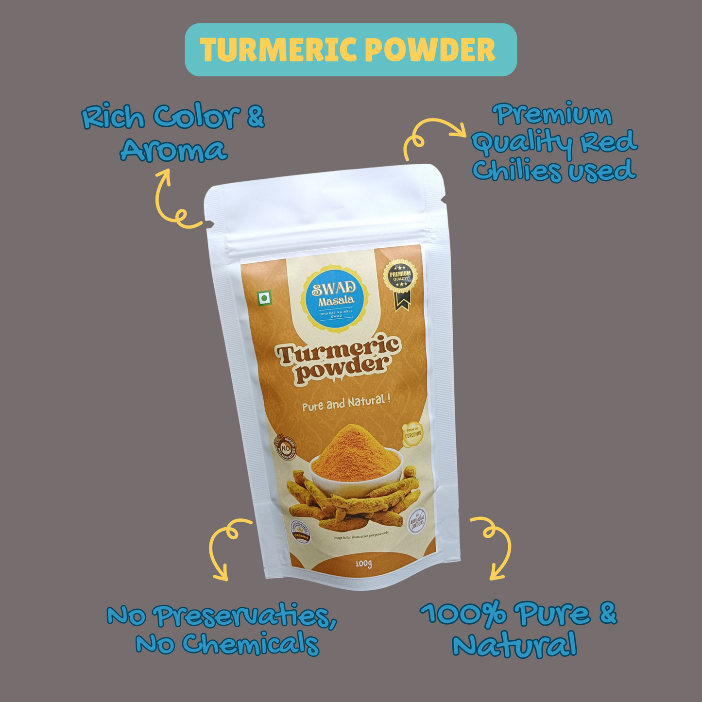 Spice Combo Pack – Red Chilli Powder, Turmeric Powder & Coriander Powder | Pure & Natural (100g Each)